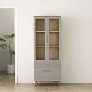 OTTO home "Lund", mit glänzenden Fronten, Glastüren, helles Holzdekor, Breite 70 cm,