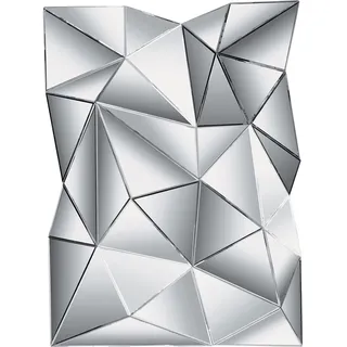 Kare Design Spiegel Prisma Silber, Wandspiegel, Dekospiegel, Wanddekoration, großer, rechteckiger Spiegel, Modern, extravagant, leichte Wandmontage, 120x80x10cm