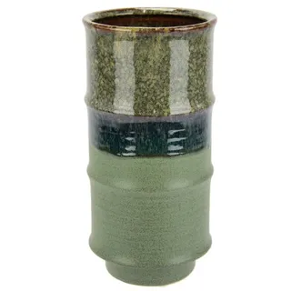 I.GE.A. Dekovase »Blumenvase aus Keramik, geriffelt, Zylinderform, matt glänzend« Keramikvase, Dekoration, Vase für Blumen, Zweige und Kunstblumen, grün