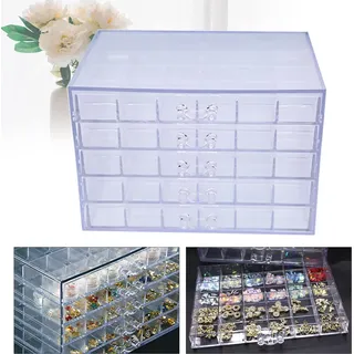 Schmuckkasten - Sortierbox - 120 Fächer, 5 Ebenen, Große Kapazität, Wasserdicht, PVC-Kunststoff, Für Nailart/Strass/Perlen - Transparent