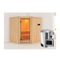 KARIBU Sauna »Talsen«, inkl. 3.6 kW Saunaofen mit externer Steuerung, für 3 Personen - beige