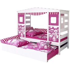 Bild Hausbett mit Bettkasten "Horse Rosa" Kiefer Weiß