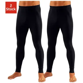 Lange Unterhose CLIPPER, Herren, Gr. 5, 2 Stk., schwarz, Feinripp, Obermaterial: 100% Baumwolle, unifarben, eng, Unterhosen Lange Unterhose, aus weichem Single Jersey