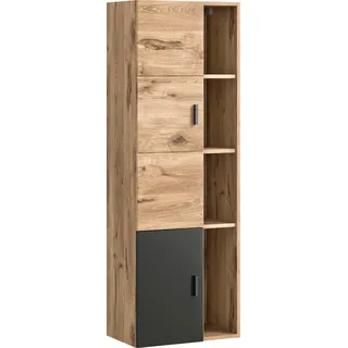 welltime Hochschrank »Dolo, Breite 48 cm, 2 Türen, 4 offene Fächer, 5 variable Einlegeböden« 1 Stk. tlg. Badmöbel, Hängeschrank, Badschrank, Schrank,Bad, Midischrank, grau