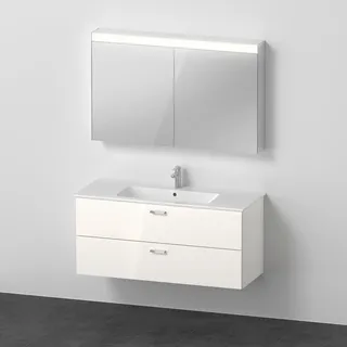 Duravit Xbase, Möbel-Set wandhängend, mit LED-Spiegelschrank, Waschtisch und Waschtischunterschrank, Breite 1200 mm, XB007804545, Farbe: Weiß glänzend