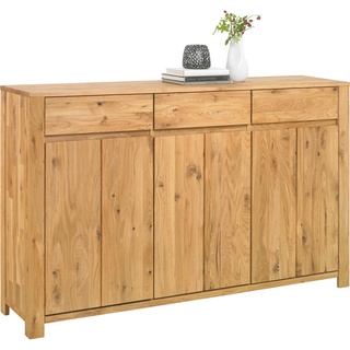 Linea Natura Sideboard , Eichefarben , Holz , Wildeiche, Kerneiche , massiv , 3 Fächer , 3 Schubladen , 165.1x103.5x40 cm , Beimöbel erhältlich , Holzmöbel, Kommoden Holz, Sideboards Holz