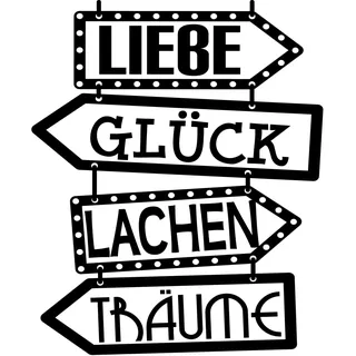 Docliick® Wandtattoo Spruch"LIEBE, GLÜCK." Wandtattoo Spruch"Wandtattoo Spruch" Wandaufkleber Spruch.wandtattoo deutsch Docliick DC-143-AL