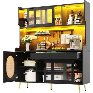 Okwish Buffetschrank 145 x 39 x 171 cm Schwarz