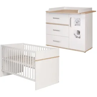 Roba Babyzimmer-Set Pia, mit breiter Wickelkommode, 2-teilig , Weiß , Holzwerkstoff , 76x81x142.5 cm , Blauer Engel , Babymöbel & Kindermöbel, Babyzimmer