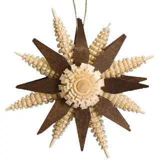 Christbaumschmuck mit Ringelbäumchen & Kieferblätter Natur/Braun Ø 7cm NEU Holz