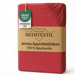 EXKLUSIV HEIMTEXTIL Marke Jersey Spannbettlaken 120 x 200 cm 100% Baumwolle Öko - Tex Zertifiziert, Markenqualität, Matratzenhöhe bis 25 cm, Pink