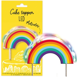 Scrapcooking – Cake Topper LED (Rainbow) – Thema Regenbogen mehrfarbig – Dekoration beleuchtet Holz Geburtstag für Kuchen, Torten, Gebäck, Kuchen & Desserts – Ornament Zubehör – 4966