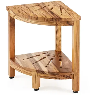 VEVOR Eck-Duschbank Duschhocker aus Teakholz, 43 cm Höhe 100% Teakholz-Eckduschbank, Schimmelresistent, 136 kg mit Ablagefläche, Duschhocker für Innen- und Außendusche, für Badezimmer