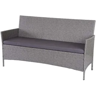 MCW 3-Sitzer Poly-Rattan Gartenbank Hellgrau, Grau , Kunststoff , 154x82x60 cm , Gartenmöbel, Gartenbänke