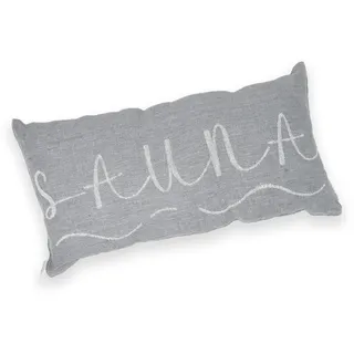 sositex | 1 Premium Saunakissen Lieblingskissen Reisekissen | Design: BANGA | Maße: 45 x 22 cm, 100% Leinen Hängematte, Strand oder Picknick (grau/Weiss)