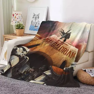 Mandalorian Yoda Flannel Fleece Blanket Grogu Kuiil Karga Decke Sommer Sofa Quilt - Mandalorian 06 - 130x150cm