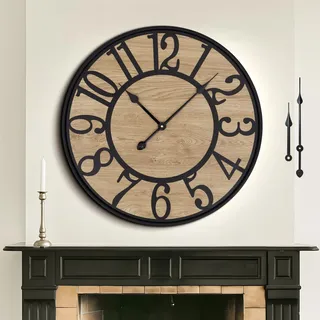 Mee 2ou Extra Groß Wanduhr, 80 cm / 32 Zoll Übergroß Lautlos Wanduhr Holz Vintage Retro Batteriebetrieben Moderne Für Wohnzimmer Schlafzimmer, Küche, Bauernhaus, Bürodekoration