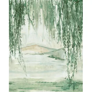 Rasch Tapete 360790 - Fototapete auf Vlies mit kunstvoller Landschaft in Grün und Weiß aus der Kollektion Magicwalls - 2,65 m x 2,12 m (LxB)