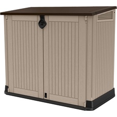 Keter 17197253 Store It Out Midi Gartenlager aus Kunststoff, Schuppen, Beige und Braun, 845 L, 130 x 74 x 110 cm