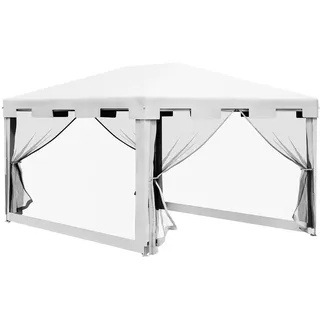 Outsunny Pavillon Partyzelt Metall PE Weiß , Metall, Kunststoff , 295x255x395 cm , Sonnenschutz, Pavillons
