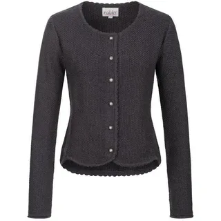 Strickjacke NÜBLER "Strickjacke Yvonne", Damen, Gr. XL, schwarz (anthrazit), Obermaterial: 100% Baumwolle CO., Strickjacken Strickjacke