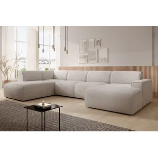 AX LIVING XXL Sofa U Form Didim Creme 378cm breit modern & großzügig L - Creme