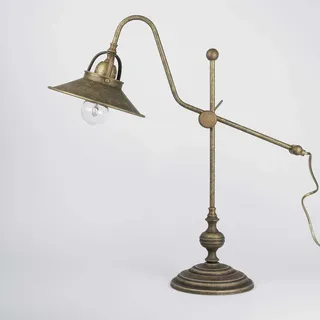 Tischleuchte Verstellbar aus Messing Bronze Antik 47 cm Hoch E27