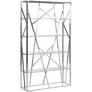 Beliani Regal 4 Fächer Hoxie , Silberfarben , Metall , 100x175x30 cm , Wohnzimmer, Regale, Bücherregale