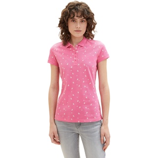 TOM TAILOR Damen Basic Slim Fit Polo Shirt,32659 - Pink Floral Design,M