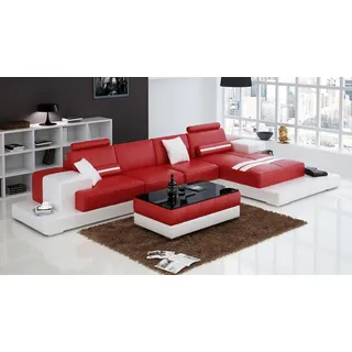 Ledersofa Couch Wohnlandschaft Ecksofa Eck Garnitur Design Modern Sofa USB LED