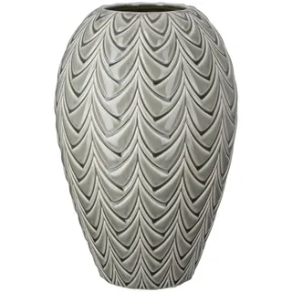 GILDE Vase Lamello - Keramik - bauchig - grün - craqueliert - glänzend - Höhe 31cm x Ø 20cm - wasserdichte Blumenvase