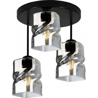 Moderne Deckenhängelampe Glaskronleuchter - Schwarz, Silber, Transparent, Gelb