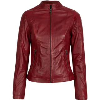 Lederjacke BUGATTI "BULady-114", Damen, Gr. 44, rot, Obermaterial: 100% Lammleder LEL. Futter: 100% Polyester PES., Rundhals, Jacken Lederjacke, aus weichem Leder