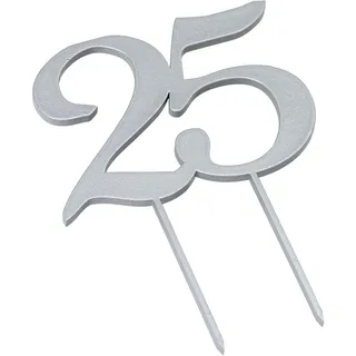 Mopec Cake Holz-Topper, 25 Jubiläum, Silber, 12 x 17 cm, 2