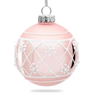 SIKORA Highlights 4er Set ausgefallene Christbaumkugeln aus Glas Rosa besondere Weihnachtskugel Christbaumschmuck, Farbe | Modell:Modell Wien rosa, Höhe in cm:8 cm