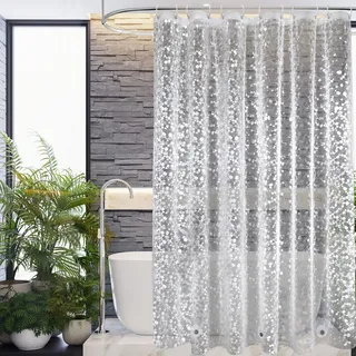 EurCross Duschvorhang 180x190 cm mit Gewicht Magnet, Wasserdicht Duschvorhänge Transparent für Bad, Eva Antischimmel Vorhang für Badewanne mit 12 Ringe