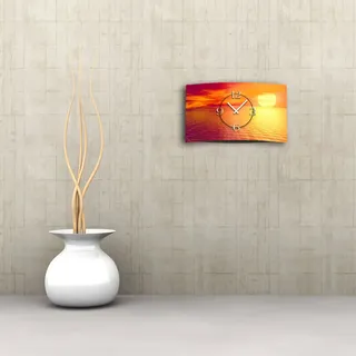 Digital Designer Art Sunset Designer Wanduhr modernes Wanduhren Design leise kein ticken DIXTIME 3D-0367 - Orange