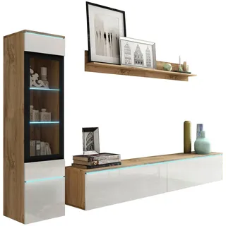 P & B Wohnwand Vera, | Eiche WOTAN/WEISS HG.