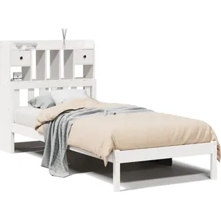 vidaXL Massivholzbett mit Regal ohne Matratze Weiß 90x200 cm Kiefer - Weiß