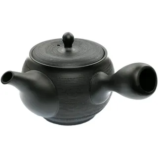 Kyusu Japanische Teekanne Mit Seitengriff für Grünen Tee, Keramik Schwarz 350ml aus Tokoname, Integriertes Keramik Teesieb, Asiatische Einhand-Teekanne