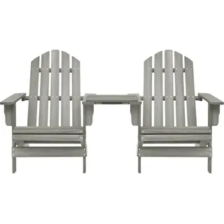 vidaXL Adirondack-Gartenstühle mit Tisch Massivholz Tanne Grau - Grau