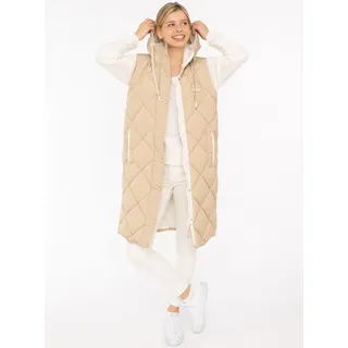 Zwillingsherz Steppweste »"Love Print"« modisch, Doppelzipper, Druckknöpfe, knielang, Kapuze, beige,