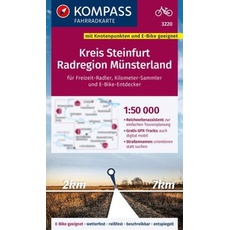 KOMPASS Fahrradkarte 3220 Kreis Steinfurt, Tecklenburger Land, Radregion Münsterland mit Knotenpunkten 1:50.000