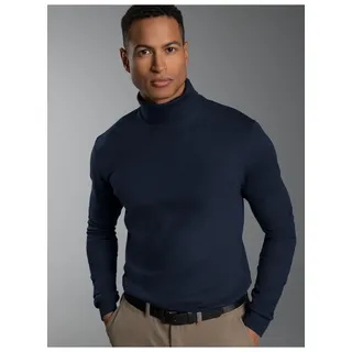 Rollkragenshirt TRIGEMA "TRIGEMA Langarm Ski- und Sport-Rollkragenpullover", Herren, Gr. L, blau (navy), Feinripp, 100% Baumwolle (Bio-Baumwolle kbA), Basic, normal, ohne Ausschnitt, Shirts Rollkragenshirt