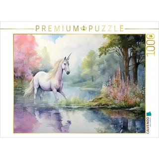 CALVENDO Puzzle Einhorn am See | 1000 Teile Lege-Größe 64 x 48 cm Foto-Puzzle für glückliche Stunden