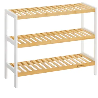 Songmics Schuhregal 70 x 55 x 26 cm weiß-naturfarben / weiß