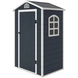 Outsunny Gerätehaus Gartenhaus mit Fenster Pultdach Outdoor Metall Grau , 104x204x134 cm , Gartenzubehör, Geräteschuppen