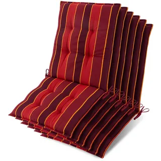 Beautissu Niederlehner Auflage 105 x 50 x 8 cm rot gestreift 6 St.
