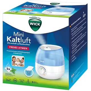 WICK Mini Kaltluft Ultraschall Luftbefeuchter Weiß/Blau (21 Watt, Raumgröße: 15 m2)