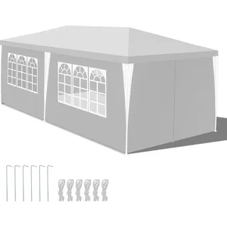 Jiubiaz Pavillon Seitenteile Camping Partyzelt Festzelt Stabilitat Partyzelte 3x6m Weiß - Weiß